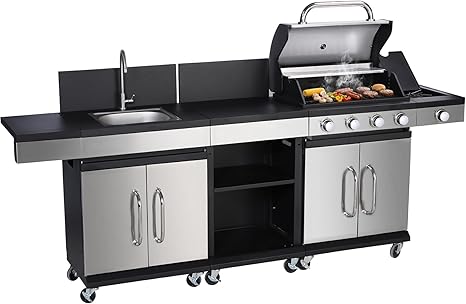 🔥🍖 5-Burner Propane Gas Grill | Outdoor BBQ Station 🌿🔥