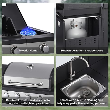 🔥🍖 5-Burner Propane Gas Grill | Outdoor BBQ Station 🌿🔥