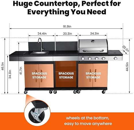 🔥🍖 5-Burner Propane Gas Grill | Outdoor BBQ Station 🌿🔥