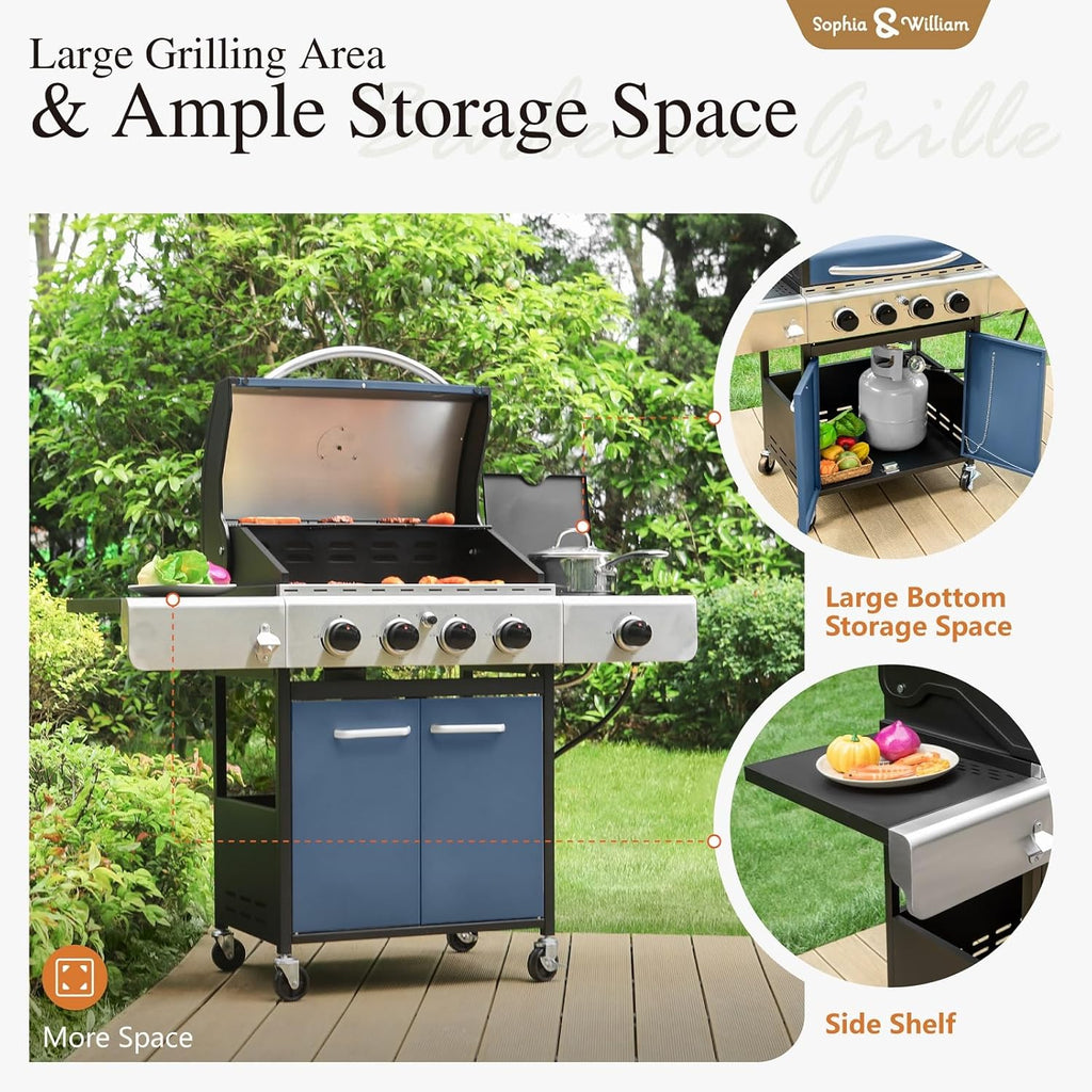 🔥 Backyard Grill Master 🍔✨ 4-Burner BBQ Station 🌞🔥
